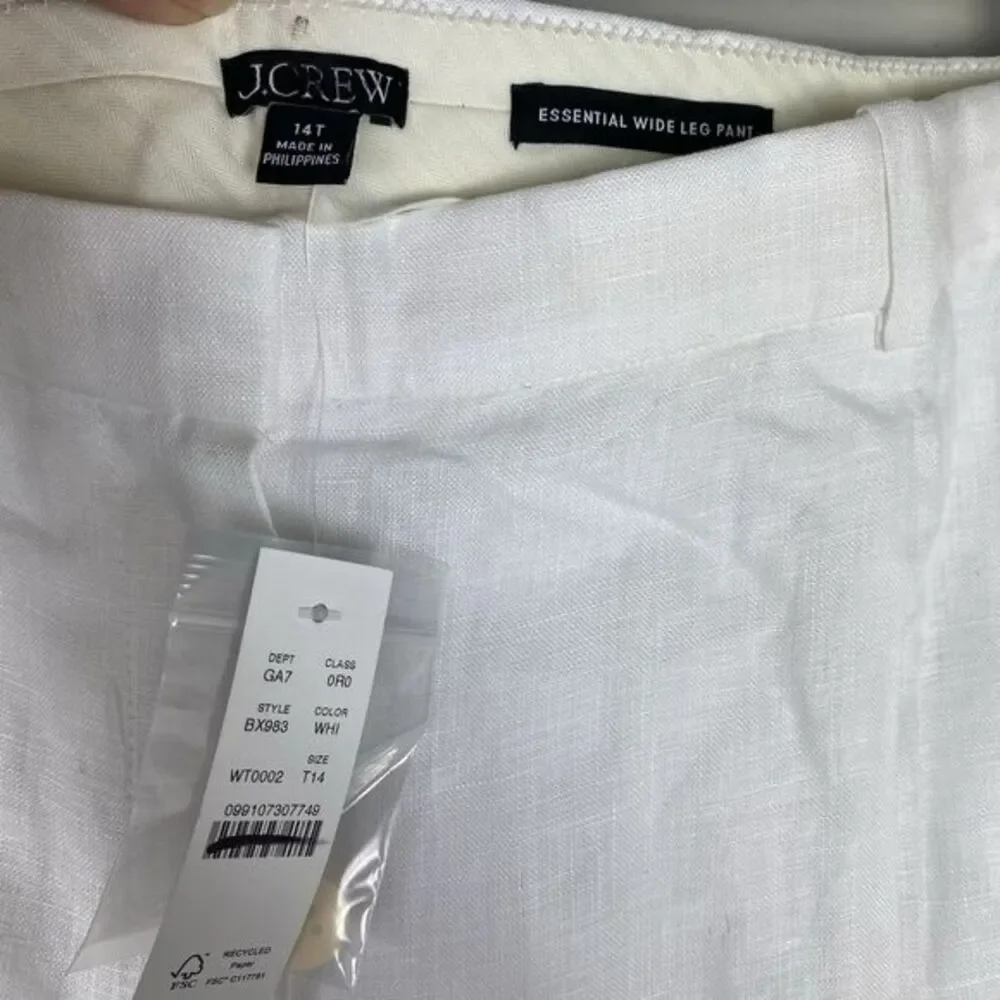 J Crew White Wide Leg Essential Pant Linen Sz 14 TALL Old Money Minimalist - Picture 5 of 10